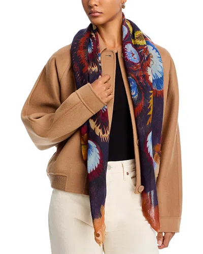 Fraas Peacock Plumes Wool Scarf In Multi