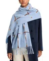 Fraas Punch Needle Windowpane Scarf In Cashmere Blue