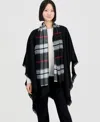 Fraas Solid Plaid Ruana Wrap In Black