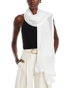 Fraas Solid Satin Trim Scarf In White