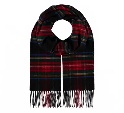 Fraas Traditional Tartan Cashmink Scarf In Black Plaid In Multi