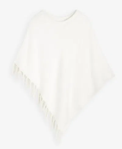 Fraas Women's Boucle Fringe-trim Poncho In White