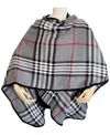 Fraas Women's Solid Border Plaid Rounded Edge Wrap In Grey