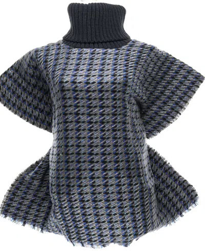 Fraas Women's Twill Check Cowlneck Poncho In Navy