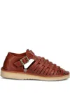 Fracap D025 Woven Strap Sandals In Brown
