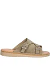 Fracap D110 Double-buckle Suede Sandals In Neutral