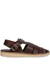 Fracap Leather Buckle Sandals In Brown
