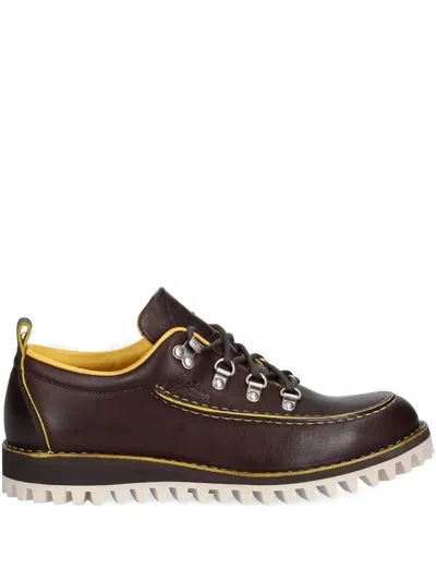 Fracap Leather Derby Shoes In Brown
