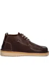 Fracap Leather Lace-up Moccasin Boots In Brown