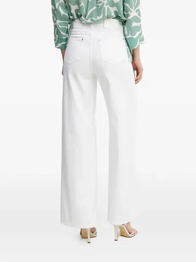 Fracomina Back Patch Wide-leg Trousers In White