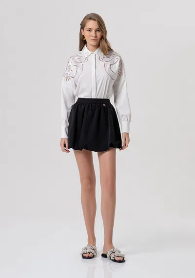 Fracomina Balloon Skirt Mini Woman Black In White