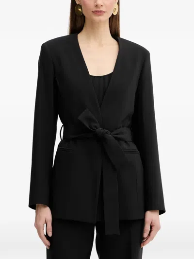 Fracomina Belted Blazer In Black
