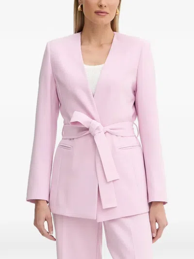 Fracomina Belted Blazer In Pink