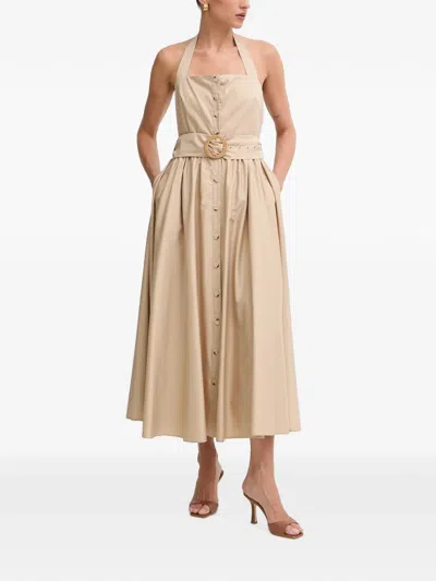 Fracomina Belted Halterneck Midi Dress In Brown