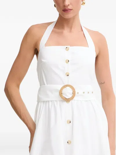Fracomina Belted Halterneck Midi Dress In White
