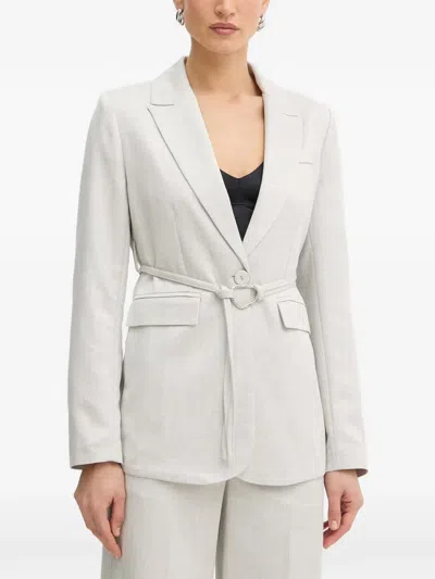 Fracomina Belted Notch-lapel Blazer In White
