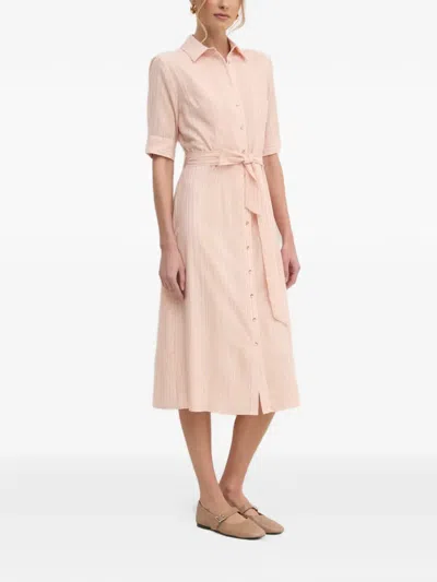 Fracomina Belted Striped Shirt Dress In Pink
