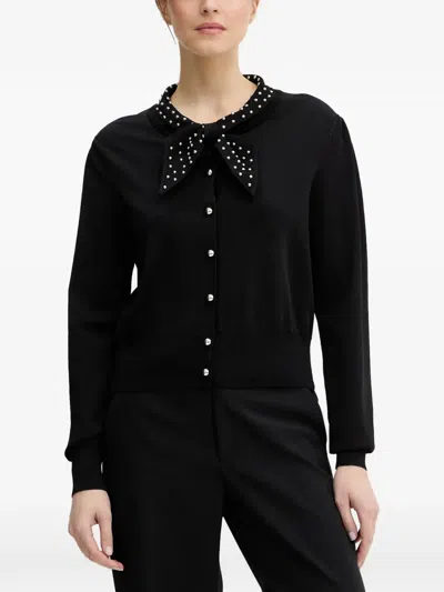 Fracomina Bow-embellished Cardigan In Black