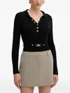 Fracomina Button Ribbed Top In Black