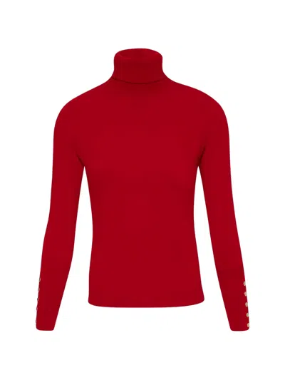 Fracomina Button-cuff Roll-neck Sweater In Red