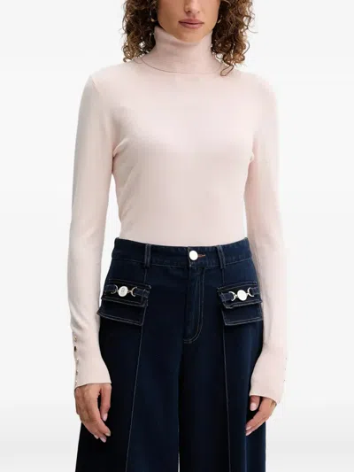 Fracomina Button-cuff Roll-neck T-shirt In White