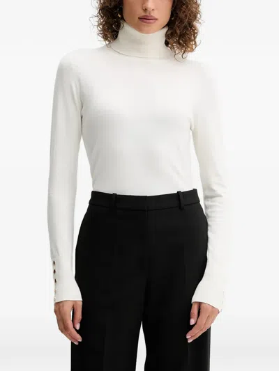 Fracomina Button-cuff Roll-neck T-shirt In Neutral