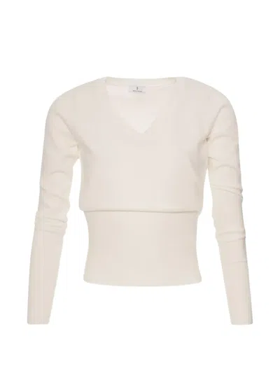 Fracomina Button-cuff V-neck Sweater In Neutrals