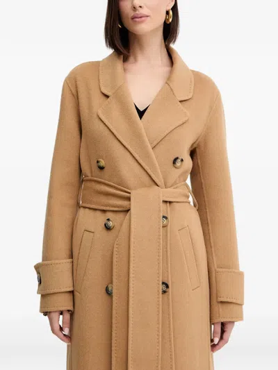 Fracomina Buttoned Belted Coat In Brown