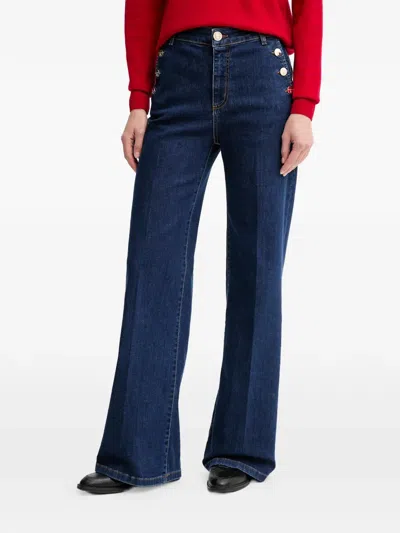 Fracomina Buttoned Denim Trousers In Blue