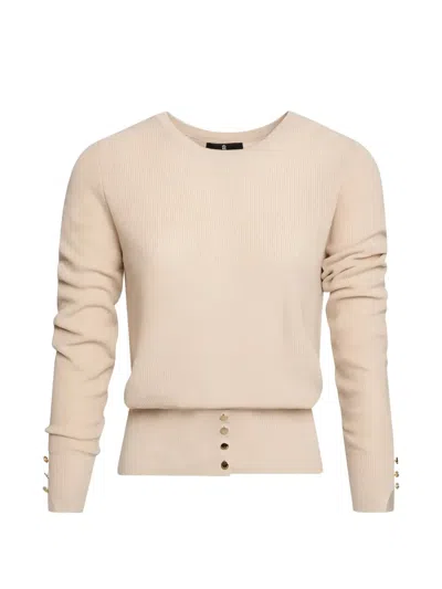 Fracomina Button-embellished Ribbed-knit Sweater In Neutral