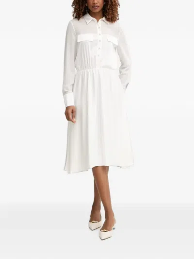 Fracomina Button-up Chest-pocket Midi Dress In White