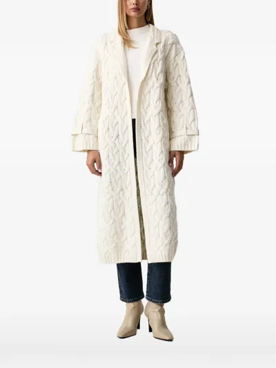 Fracomina Cable-knit Buckled-cuff Cardigan In Neutral