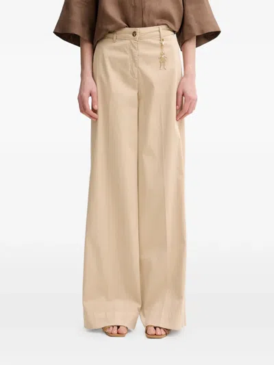 Fracomina Charm-detail Wide-leg Trousers In Neutral