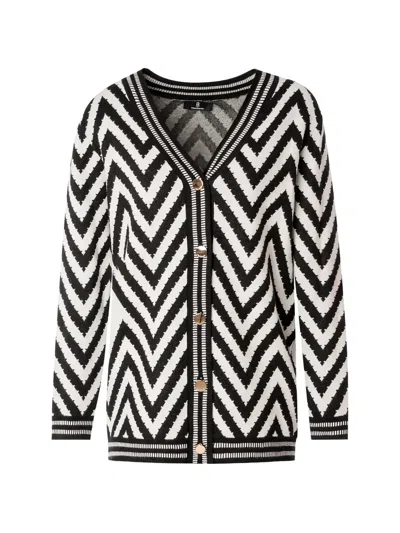 Fracomina Chevron-pattern Button-up Cardigan In Black