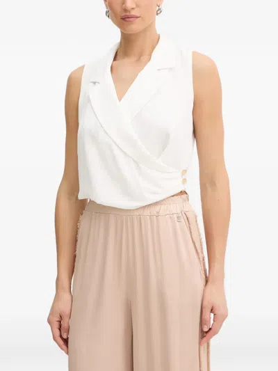 Fracomina Collared Wrap Top In White