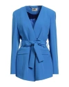 Fracomina Collection Woman Blazer Azure Size Xl Polyester, Elastane In Blue