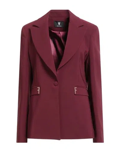 Fracomina Collection Woman Blazer Burgundy Size L Polyester, Elastane In Red