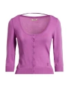 Fracomina Collection Woman Cardigan Mauve Size S Viscose, Nylon In Purple
