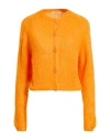 Fracomina Collection Woman Cardigan Orange Size M Acrylic, Polyamide, Mohair Wool, Wool In Orange