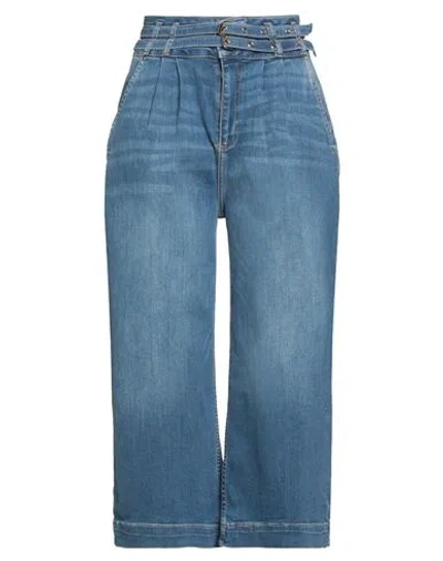 FRACOMINA FRACOMINA COLLECTION WOMAN JEANS BLUE SIZE 31 COTTON, ELASTOMULTIESTER, ELASTANE
