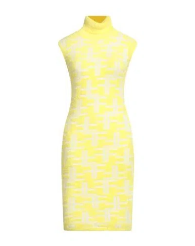 Fracomina Collection Woman Mini Dress Yellow Size S Polyamide, Modal, Acrylic