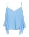 Fracomina Collection Woman Top Light Blue Size M Polyester In Blue