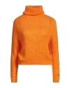 Fracomina Collection Woman Turtleneck Orange Size L Acrylic, Polyamide, Mohair Wool, Wool In Orange