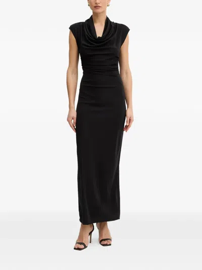 Fracomina Cowl-neck Backless Maxi Dress In Black
