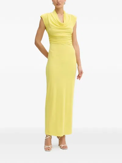 Fracomina Cowl-neck Open-back Maxi Dress In Yellow