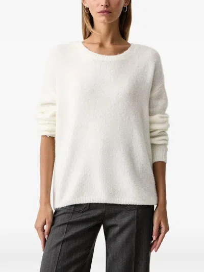 Fracomina Crew-neck Long-sleeve Sweater In White