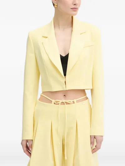 Fracomina Cropped Blazer In Yellow
