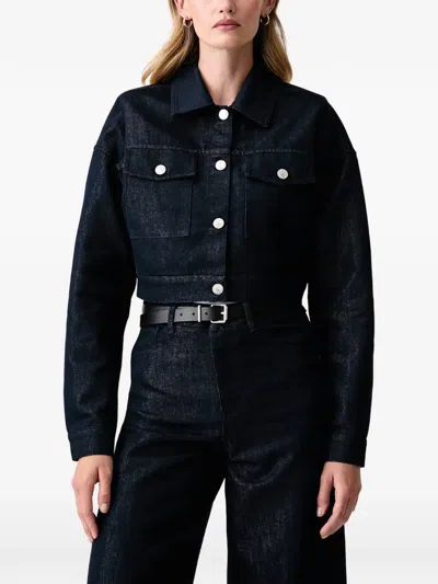 Fracomina Cropped Denim Jacket In Blue