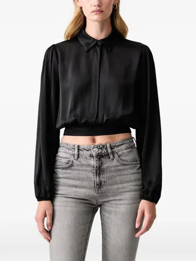 Fracomina Cropped Long-sleeve Shirt In Black