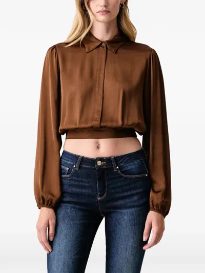 Fracomina Cropped Long-sleeve Shirt In Brown